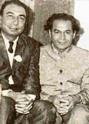 Sahir Ludhianvi (left) and Har Krishan Lal