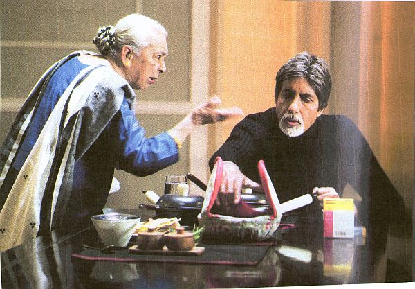 Zohra Segal, left, with Amitabh Bachchan in Cheeni Kum (2007)